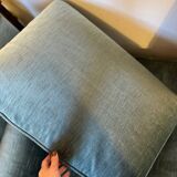 Vintage Louis XVI style blue velvet sofa