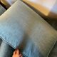 Vintage Louis XVI style blue velvet sofa