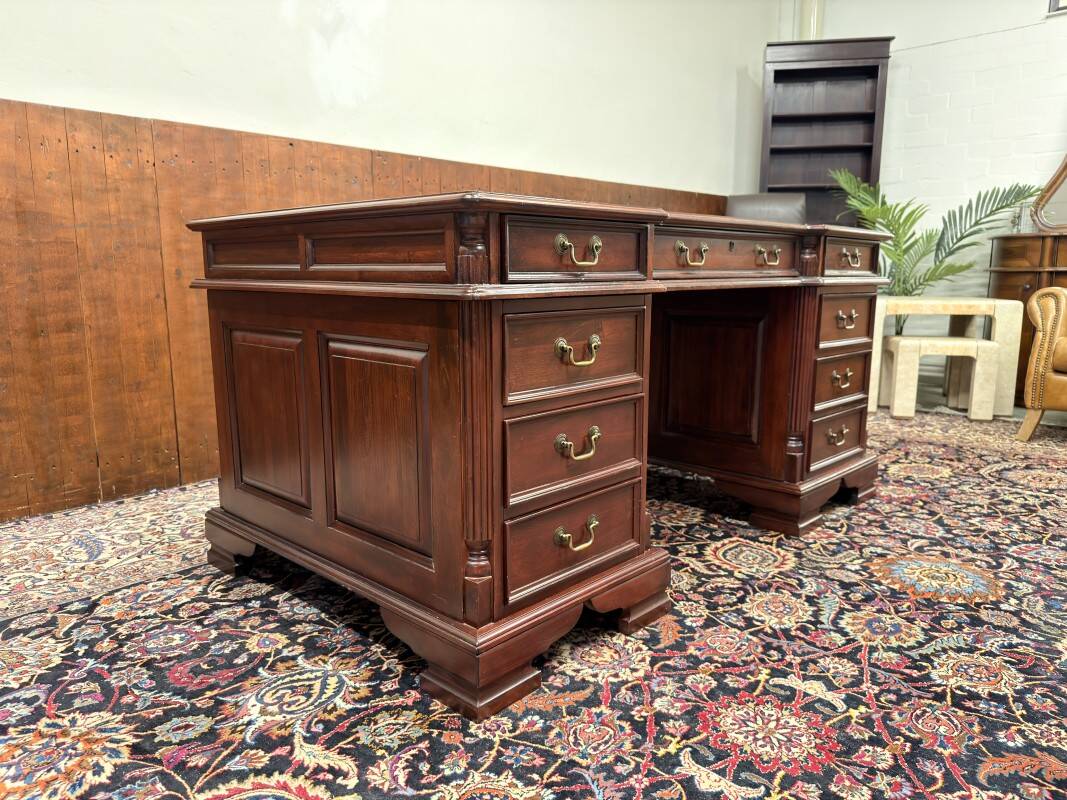English Chesterfield Desk with Green Leather