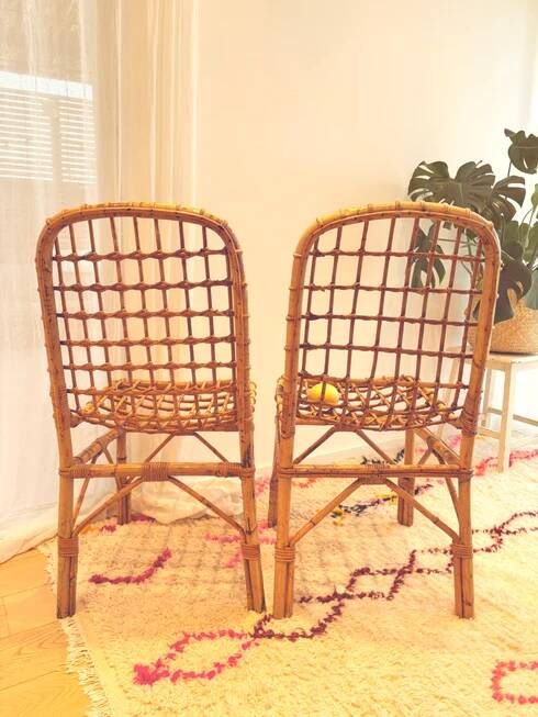 Vintage rattan chair pair "Alice"