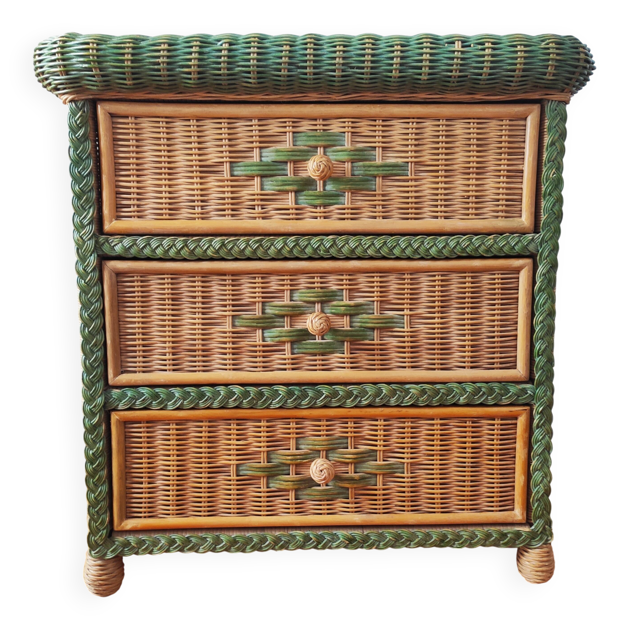 Wicker chest of drawers, 1970s-80s.