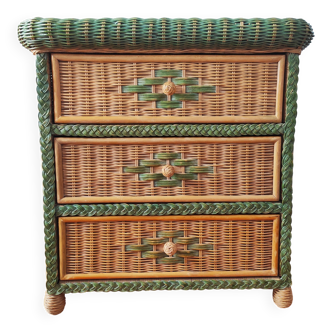Wicker chest of drawers, 1970s-80s.