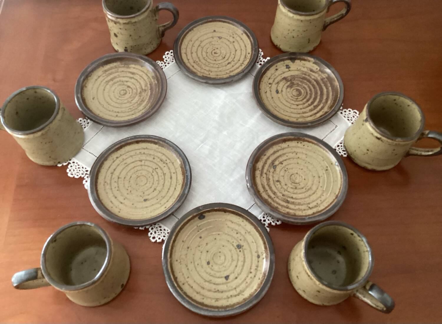 Stoneware Rocaille Cups and Saucers