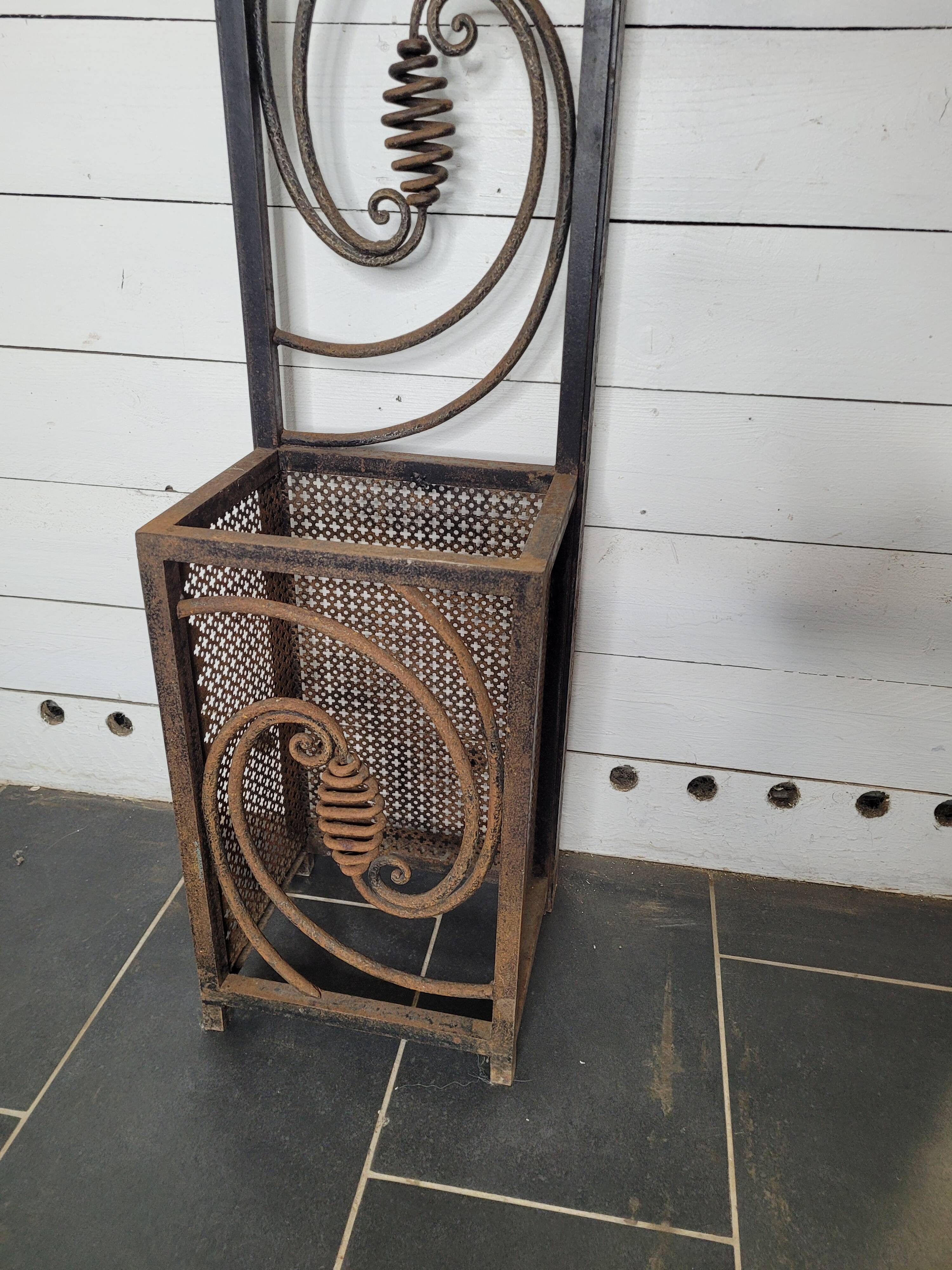 Art deco wrought iron coat rack from the 1930s