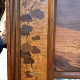 Art Nouveau marquetry mirror signed Auguste Metgé