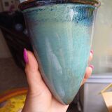 Jardinière murale vintage en céramique émaillée, signée