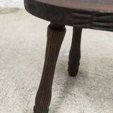 Low brutalist solid wood stool 1950