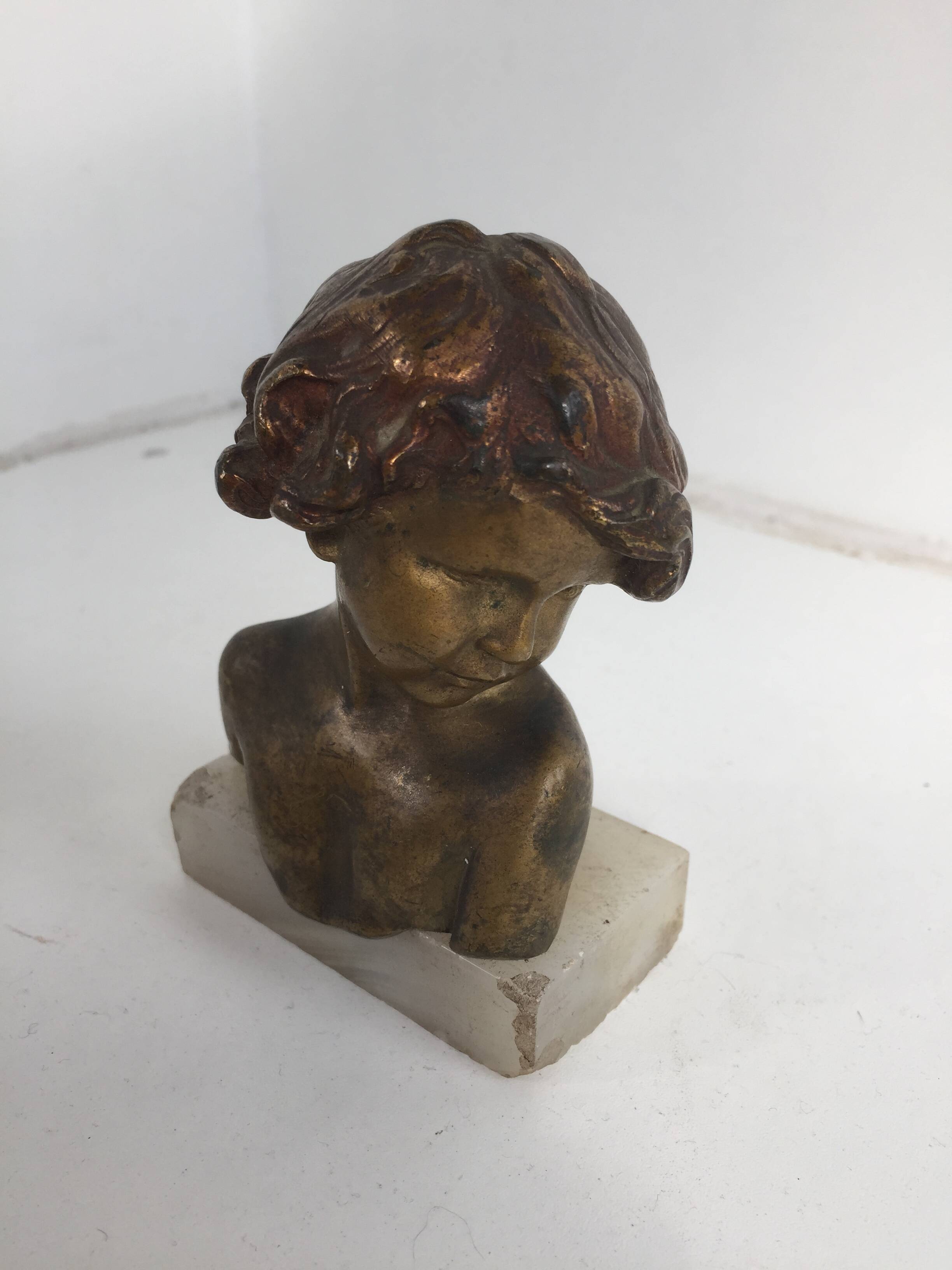 Bronze child bust of Jean Marie Camus