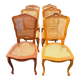 6 Louis XV style chairs in cherry wood and cane