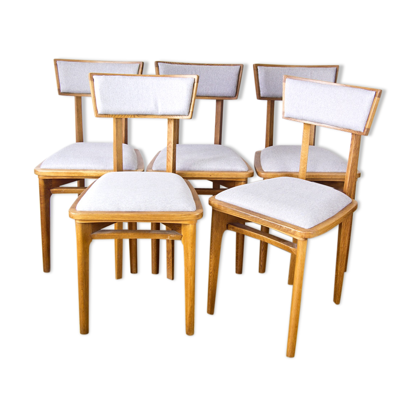 Set of oak dining chairs, France, in the 1950s