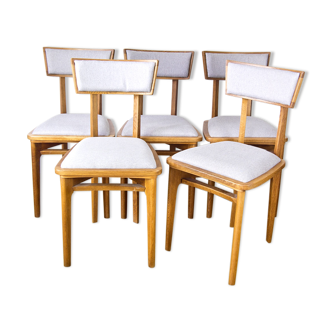Set of oak dining chairs, France, in the 1950s