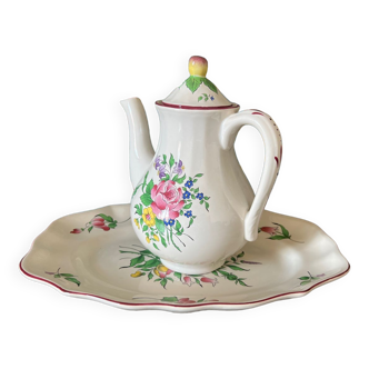 Teapot and dish porcelain luneville