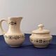 Jug and sugar bowl from Valenciennes by the Gien pottery. Vintage.