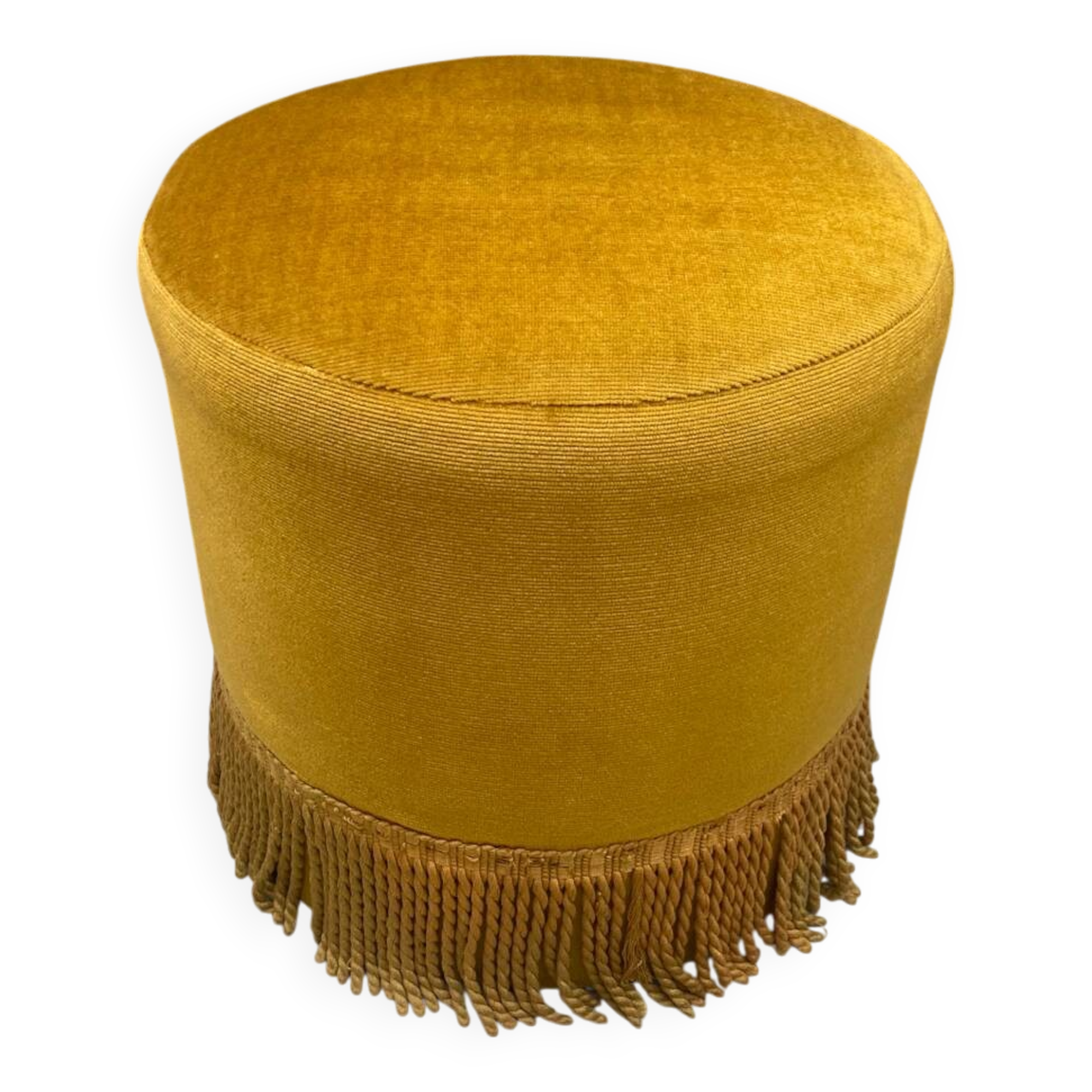 Pouf en velours moutarde, années 60-70