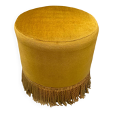 Mustard velvet pouffe from the 60s/70s