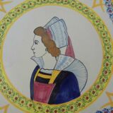 Dish, dessert dish in Quimper earthenware, 1930s