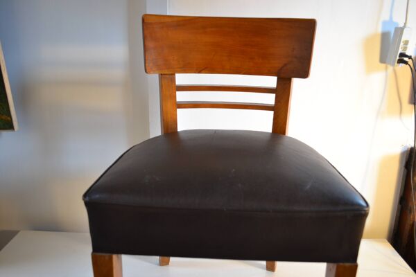 Chaise 1940, merisier et cuir