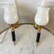 Pair of opaline and golden brass wall lamps art deco style 30s