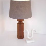 Large mid-century modern Danish teak table lamps, set of 2