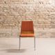 Set of 4 vintage chairs with a chrome steel base, teak backrest and seat