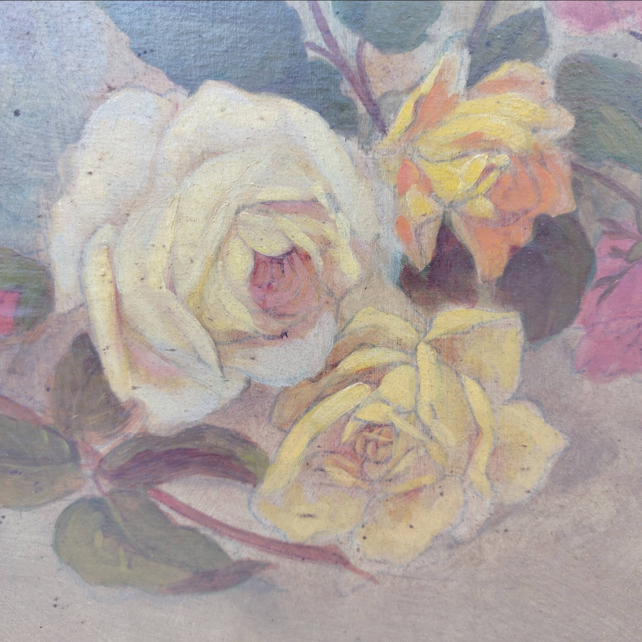 Bouquet in preparation, roses, F.Guigard