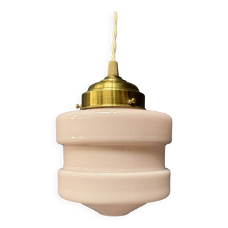 Pink glass art deco pendant lamp