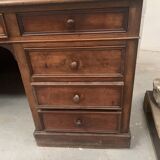 Napoleon III style flat desk with pedestal in 19th century mahogany
