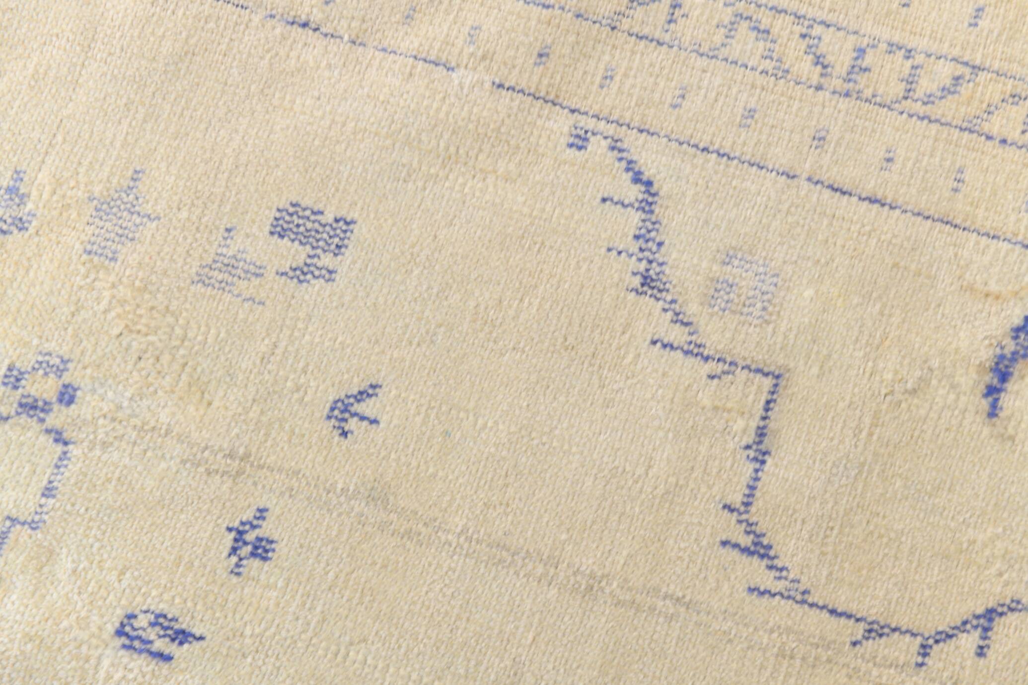 3x12 Blue & Beige Antique Vintage Runner Rug, 80x369Cm SK 23836