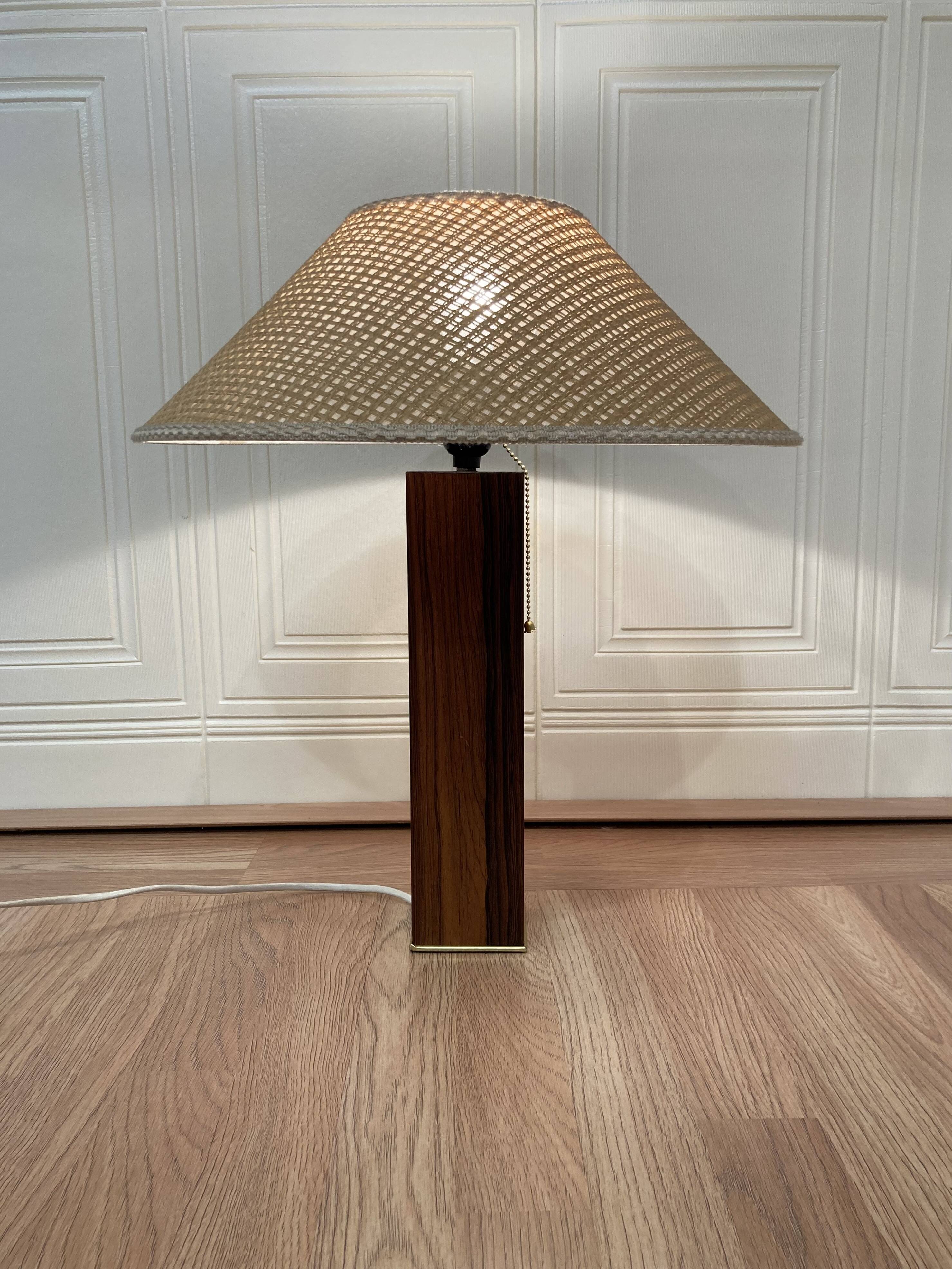 LARGE ROSEWOOD LAMP SCANDINAVIAN DESIGN 1960.
