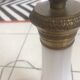 Bronze lamp from the end of the 19th in white opaline and strappings