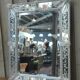 Ancien miroir en verre blanc murano vers 1900