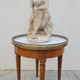 Table basse bouillotte en marbre blanc style Louis xvi ancienne