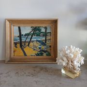 Peinture vintage scène balnéaire