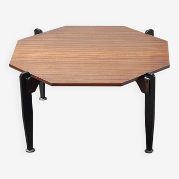 Italian Modernist Coffee Table in Teak and Lacquered Metal, 1950s