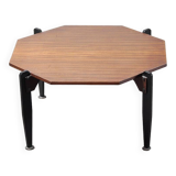Italian Modernist Coffee Table in Teak and Lacquered Metal, 1950s