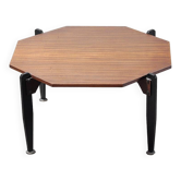 Italian Modernist Coffee Table in Teak and Lacquered Metal, 1950s
