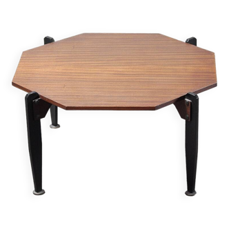 Italian Modernist Coffee Table in Teak and Lacquered Metal, 1950s