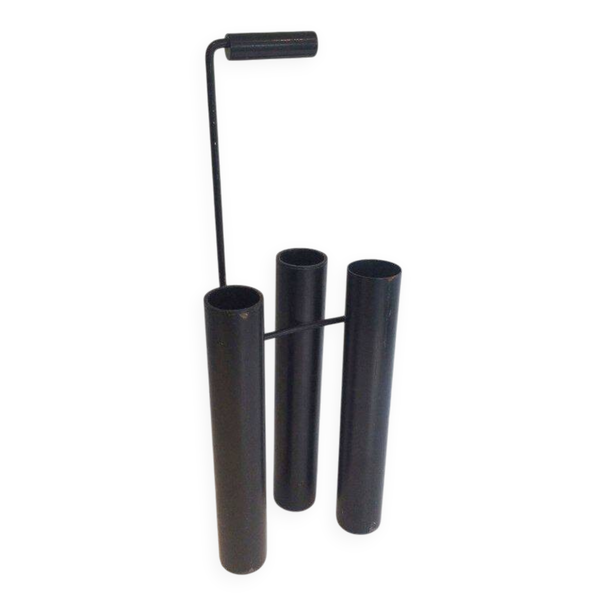 Designer umbrella stand in black lacquered metal