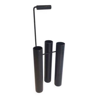 Designer umbrella stand in black lacquered metal