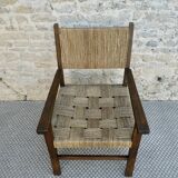 Fauteuil en bois et corde vers 1950
