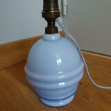 Lampe verre soufflé opaline bleu ciel