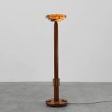 Art Deco Floor Lamp in oak and alabaster, France, ca. 1925