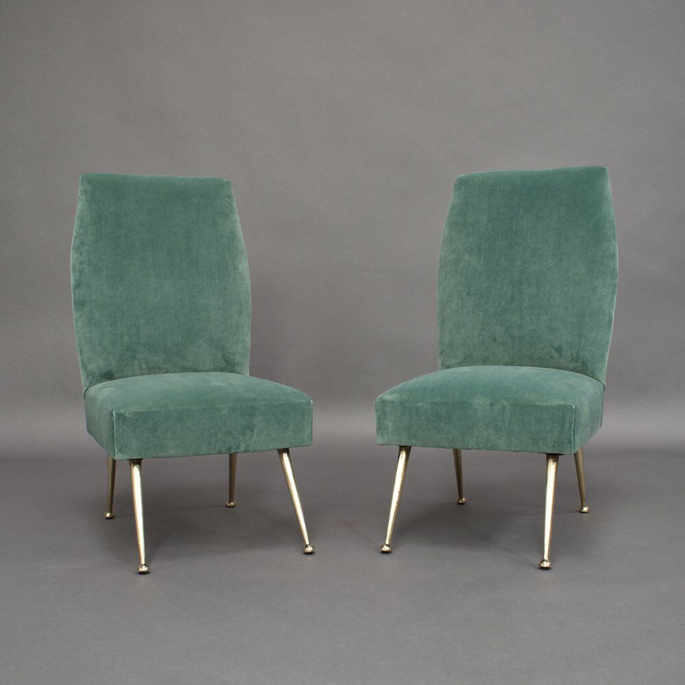 Set of Italian velvet side chairs by Gigi Radice for Minotti, 1950s