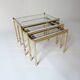 nesting tables in gold metal and mirror vintage 1970s design