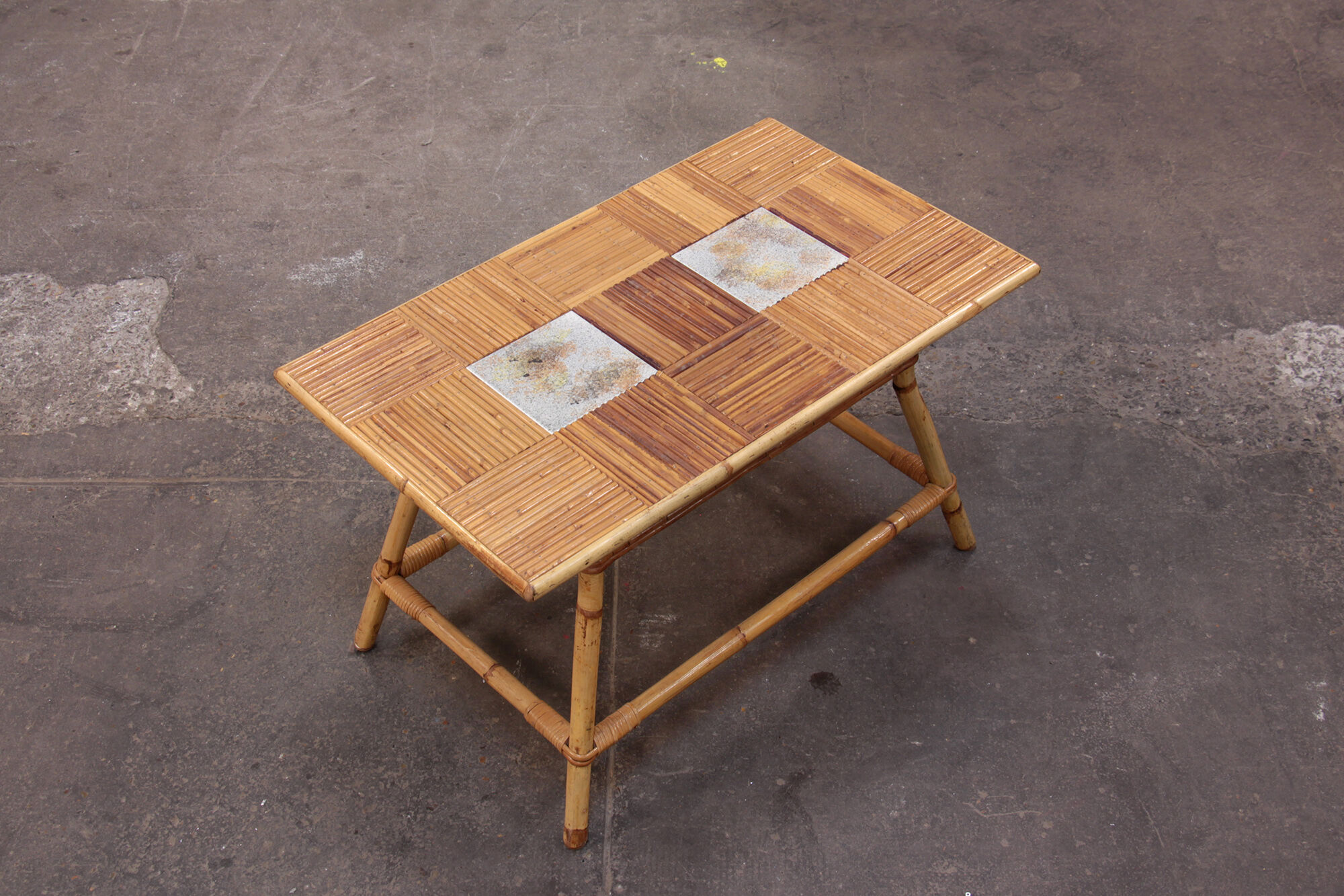 Rattan and ceramic coffee table