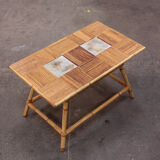 Rattan and ceramic coffee table