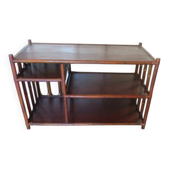 Retro-Side table-vinyl furniture-wood, rattan and bamboo-80s