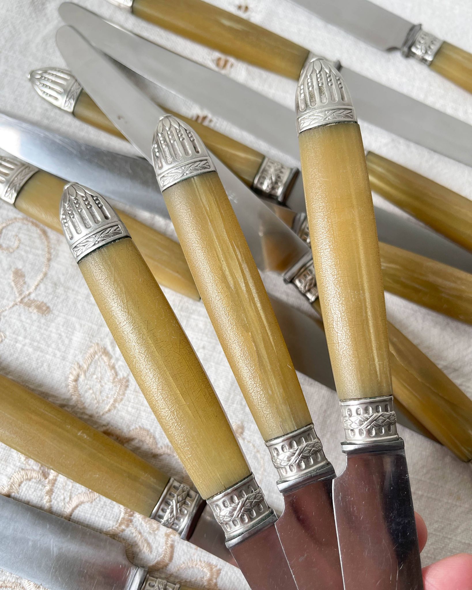 12 vintage Pradel stainless steel bakelite knives