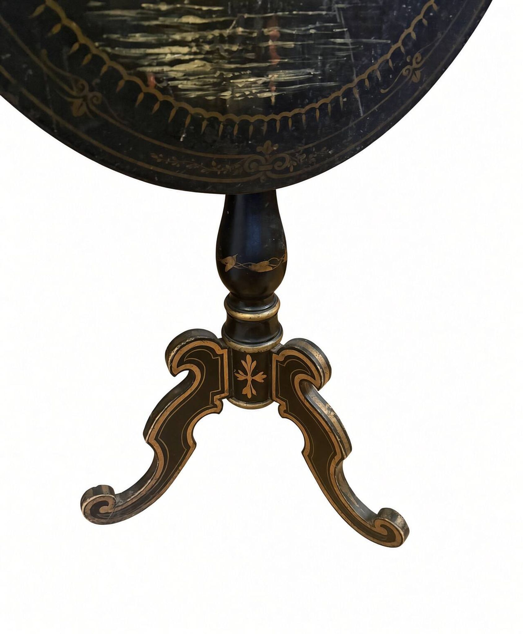 Tilting gueridon Napoleon III; Venetian scene in moonlight; D50cm