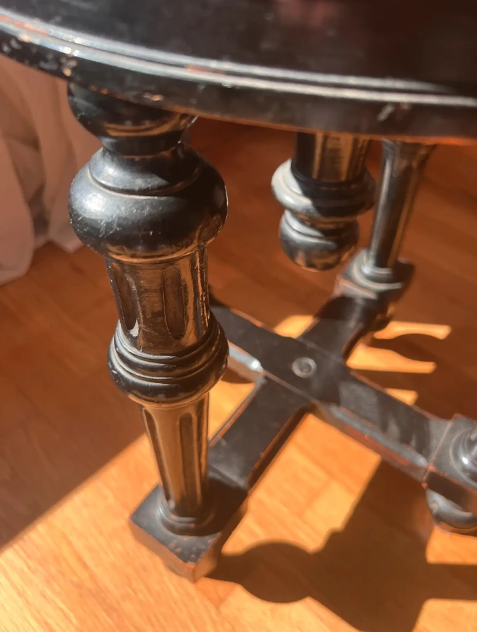 Napoleon III Piano Stool, French Red Velvet Ebonized Wood Accent Seat,